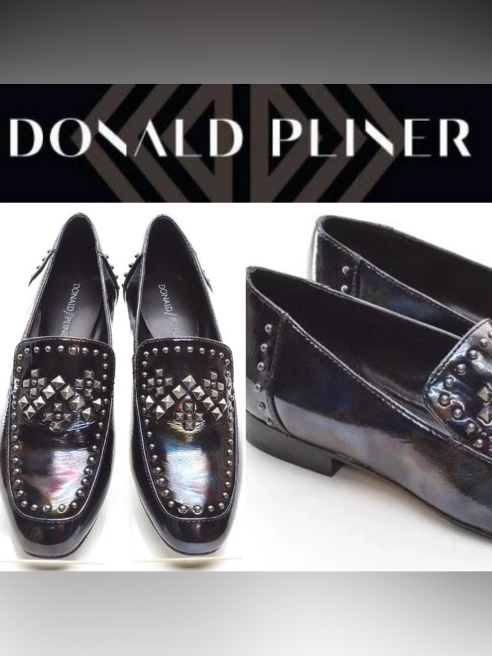 Donald Pliner Lukas Black Studded Loafers